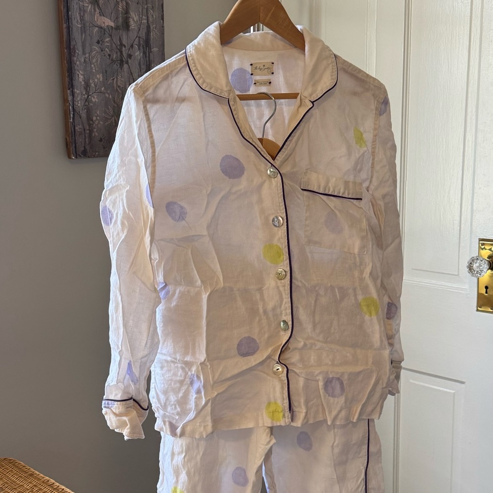 Luxury Linen pajamas in modern polka dot